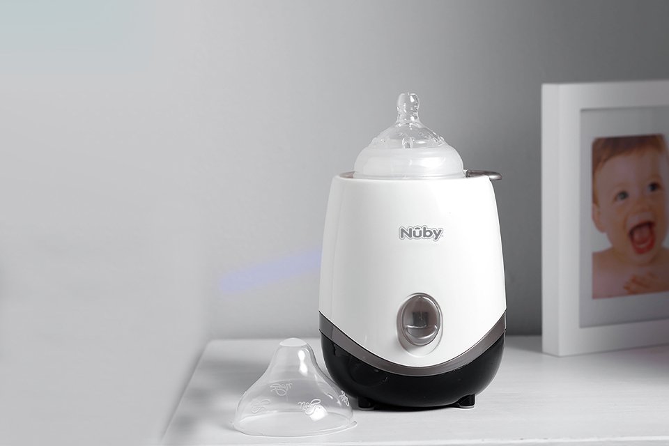 An image of Nuby electric baby bottle and food warmer in black and white.